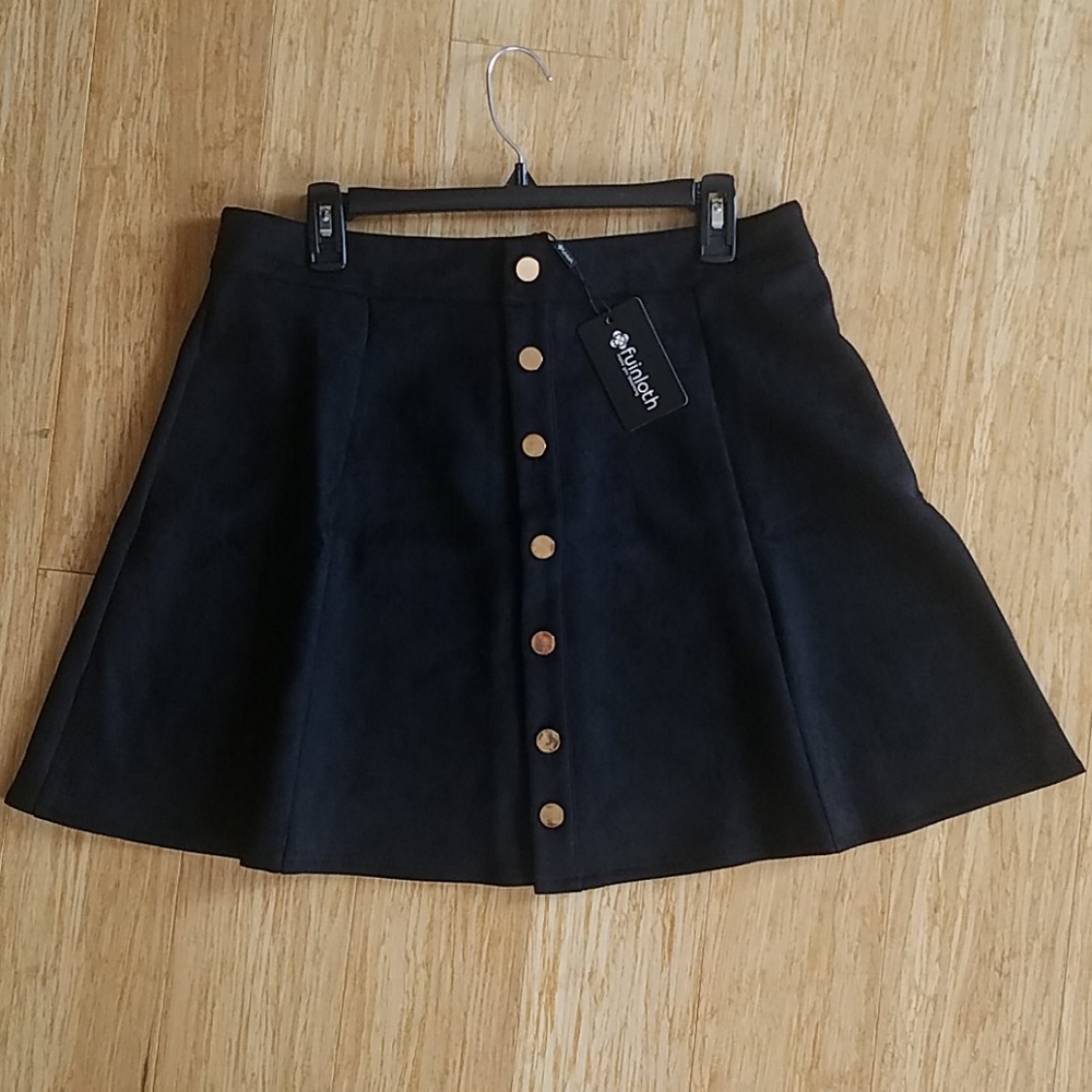 High waist button down skirt